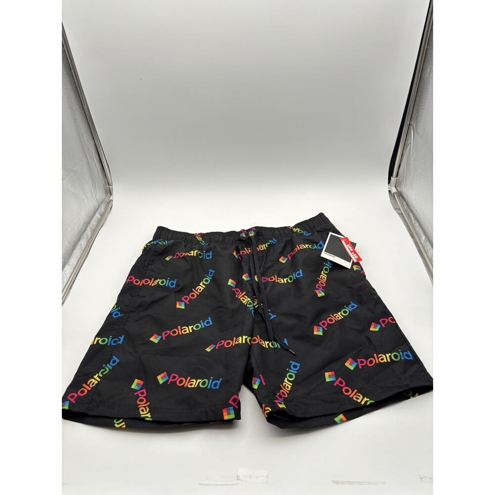 New Mens Swim Shorts X-Large Black Polaroid Beach Trunks Drawstring Lined NWT